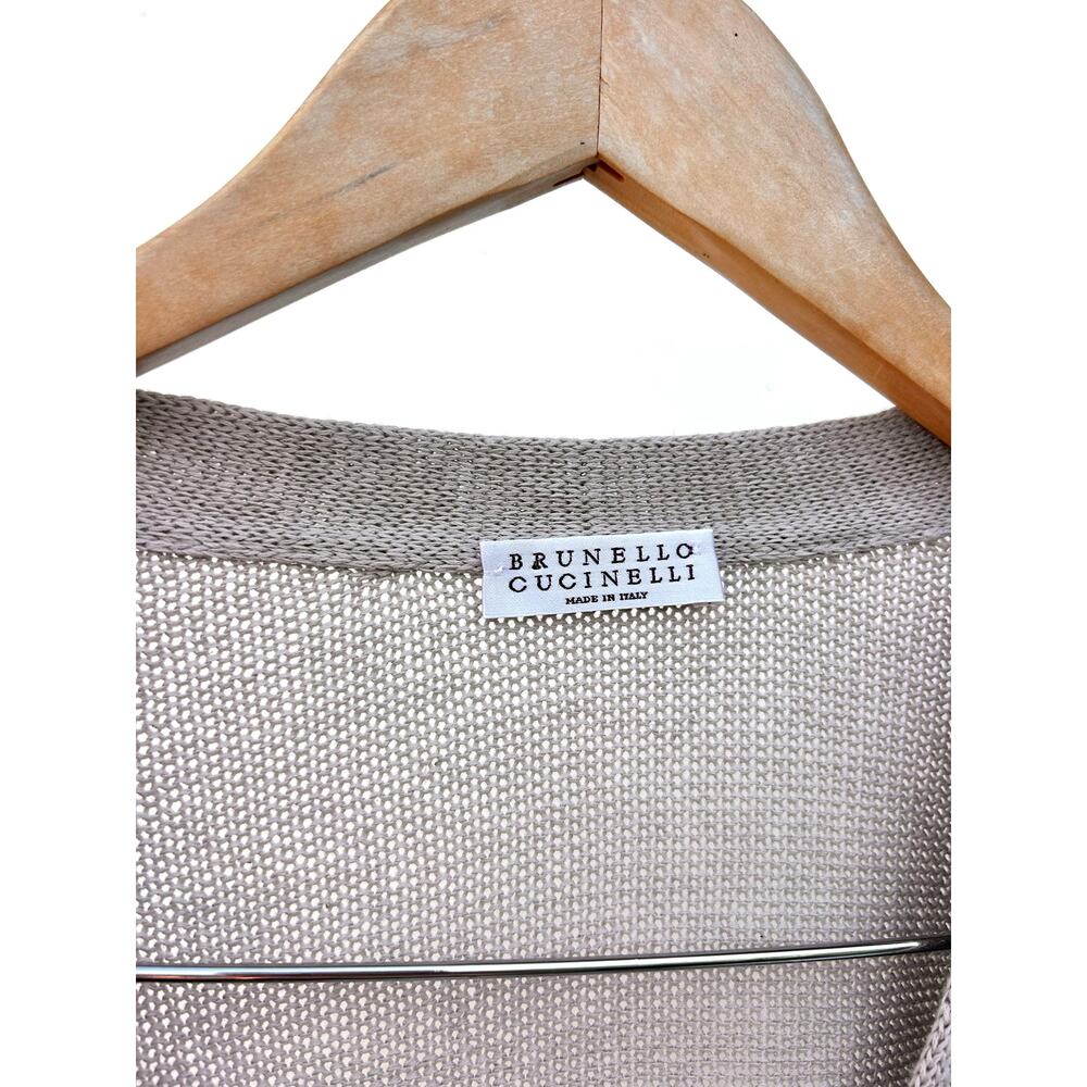 Brunello Cucinelli Cotton Knit Cardigan Sporty Preppy Stripes Small Gray - Picture 3 of 11